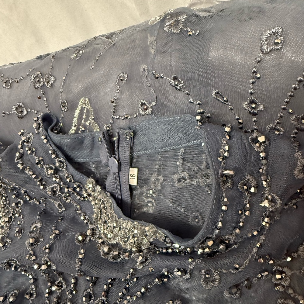 Elegant Blue Grey Gown - Picture 11 of 12